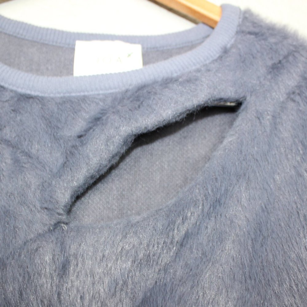 J.O.A Blue Faux Fur Cutout Sweatshirt sz M - Picture 7 of 8